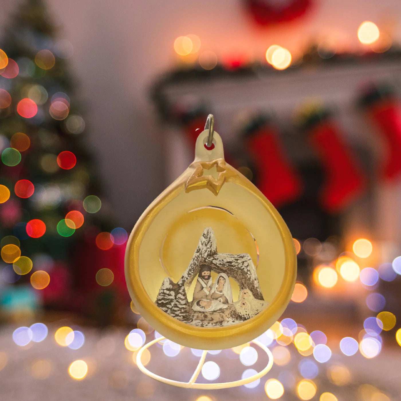 Sfera Di Natale Natività Ceramex Led Gold 18 cm