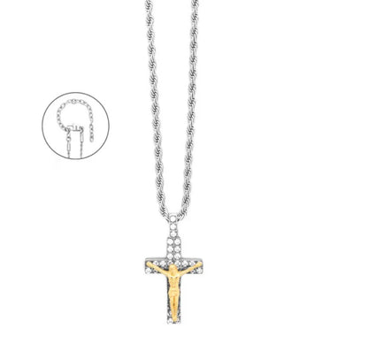 Collana Uomo 4US Cesare Paciotti Acciaio Modello Fune con Croce