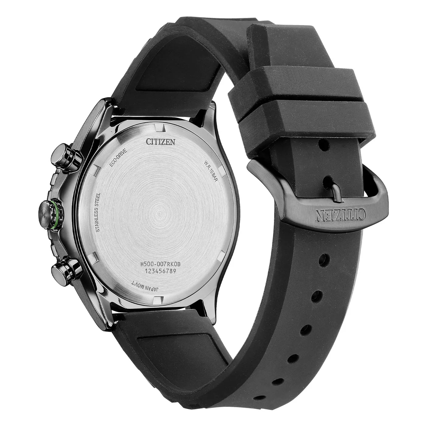 Orologio Uomo Citizen Nero Gomma Eco-Drive Cronografo Acciaio