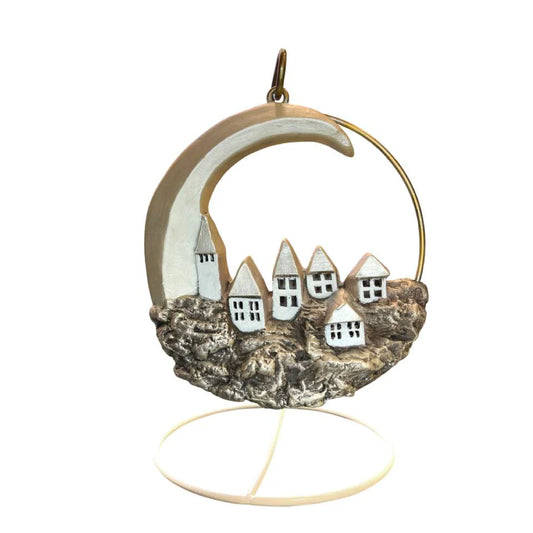 Decorazione Luna Con Paesaggio Ceramex Oro