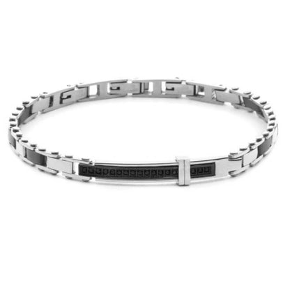Bracciale Uomo 4US Cesare Paciotti Acciaio Targhetta Zirconi