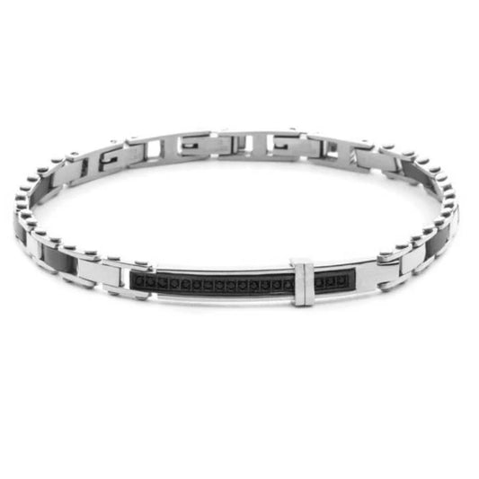 Bracciale Uomo 4US Cesare Paciotti Acciaio Targhetta Zirconi