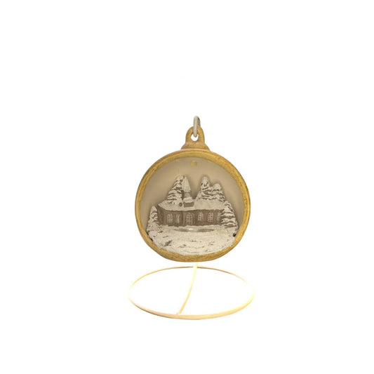 Sfera Di Natale Con Chiesa Ceramex 12 cm Gold