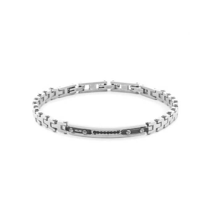 Bracciale Uomo 4US Cesare Paciotti Acciaio Targhetta Zirconi