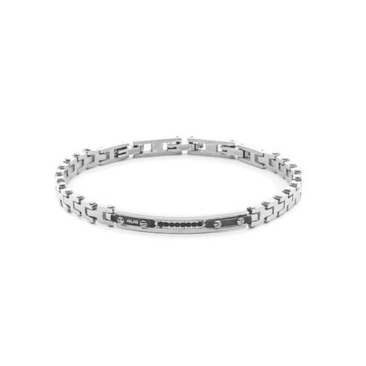 Bracciale Uomo 4US Cesare Paciotti Acciaio Targhetta Zirconi
