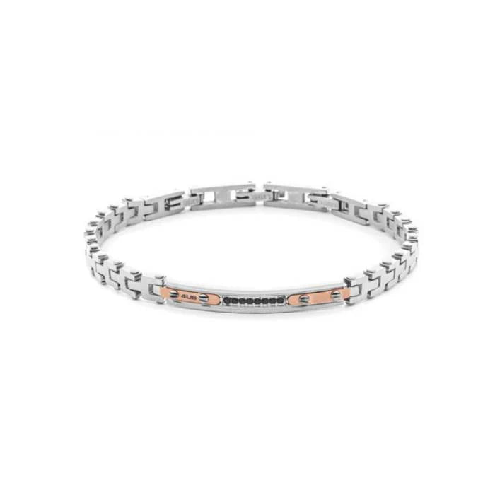 Bracciale Uomo 4US Cesare Paciotti Acciaio Targhetta Zirconi
