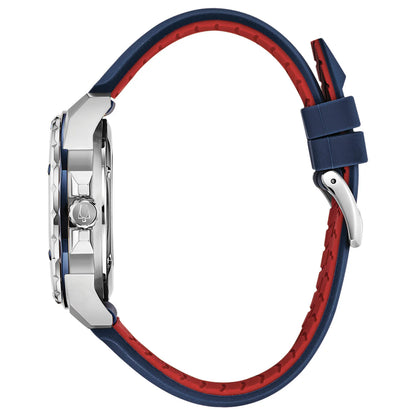 Orologio Uomo Bulova Automatico Marine Star Acciaio Gomma Open Heart Blu