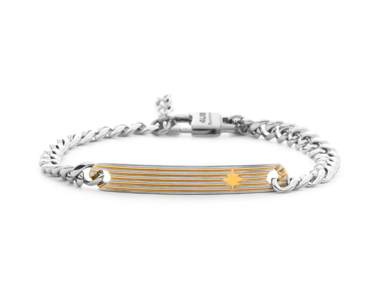 Bracciale 4US Cesare Paciotti Acciaio Con Catena E Placchetta