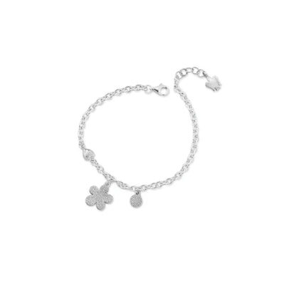 Bracciale in argento con fiore e paillettes