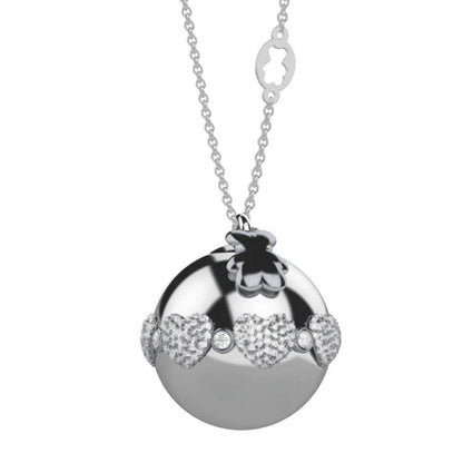Chiama Angeli Nanan Ottone Cuori Argento Zirconi Bianchi
