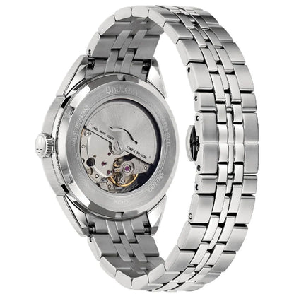 Orologio Uomo Bulova automatico in acciaio con quadrante azzurro e datario