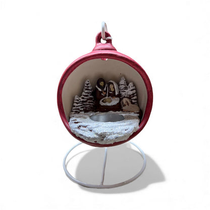 Sfera Di Natale Con Natività Ceramex 12 cm Red