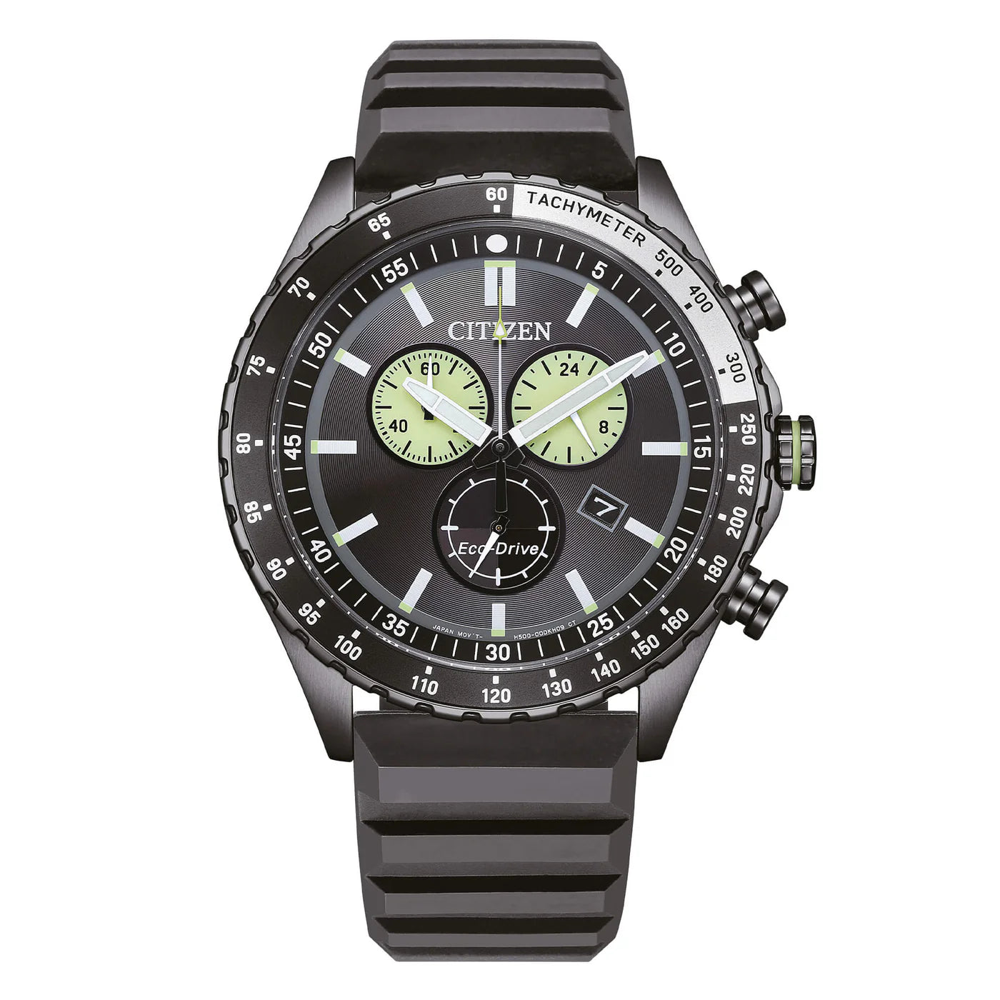 Orologio Uomo Citizen Nero Gomma Eco-Drive Cronografo Acciaio