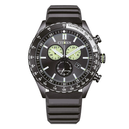 Orologio Uomo Citizen Nero Gomma Eco-Drive Cronografo Acciaio