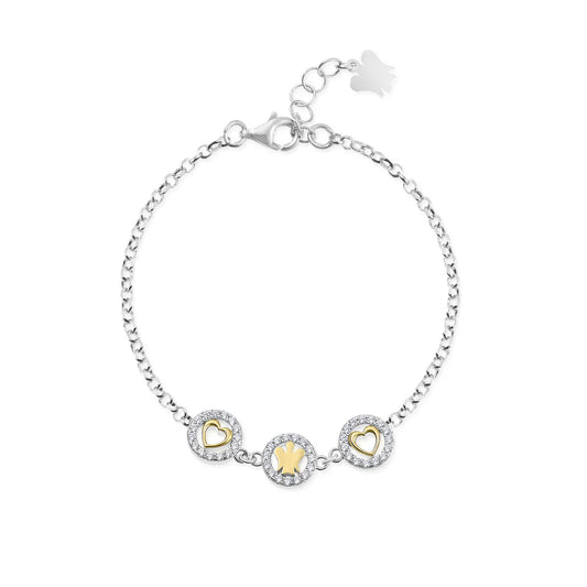 BRACCIALE ANGELI E CUORI DORATI CON ZIRCONI