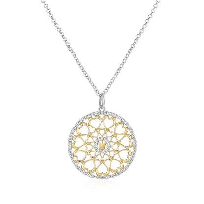 MEDAGLIA CON ANGELO, CUORE DORATO E ZIRCONI