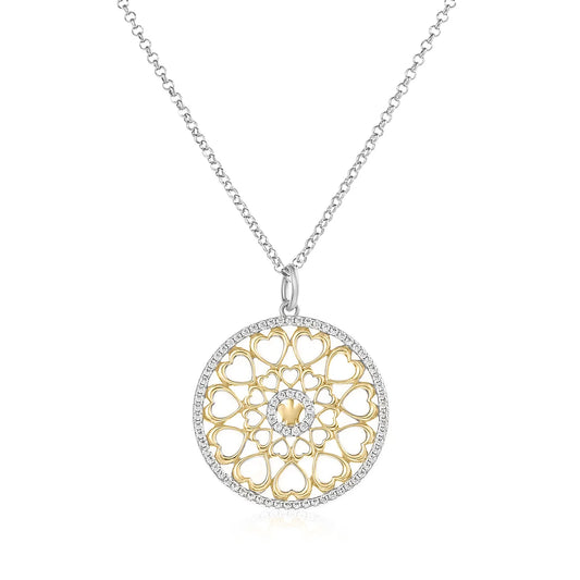 MEDAGLIA CON ANGELO, CUORE DORATO E ZIRCONI