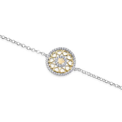 BRACCIALE CON MEDAGLIA ANGELO, CUORE DORATO E ZIRCONI