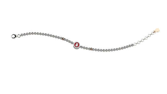 Bracciale Argento 925 Con Pallini - Orsetto Rosso