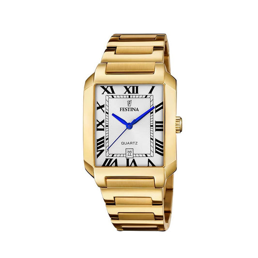 Orologio Uomo Festina Rettangolare Bianco Oro
