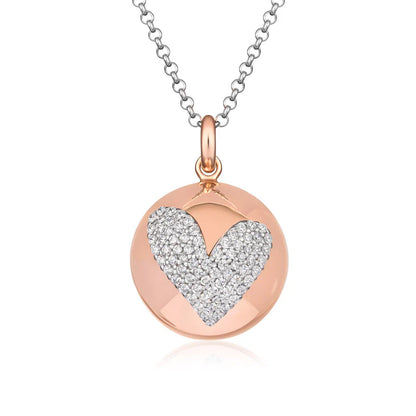 Chiama Angeli in argento rosato e cuore di zirconi