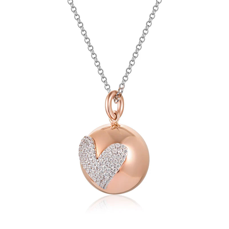 Chiama Angeli in argento rosato e cuore di zirconi