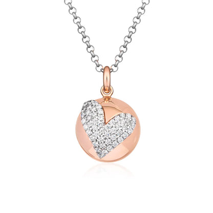 Chiama Angeli in argento rosato e cuore di zirconi