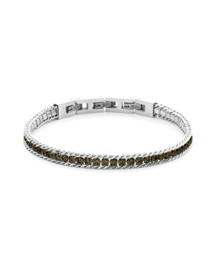 Bracciale Uomo 4US Cesare Paciotti Tennis Acciaio Zirconi Marroni