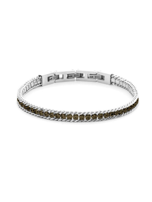 Bracciale Uomo 4US Cesare Paciotti Tennis Acciaio Zirconi Marroni