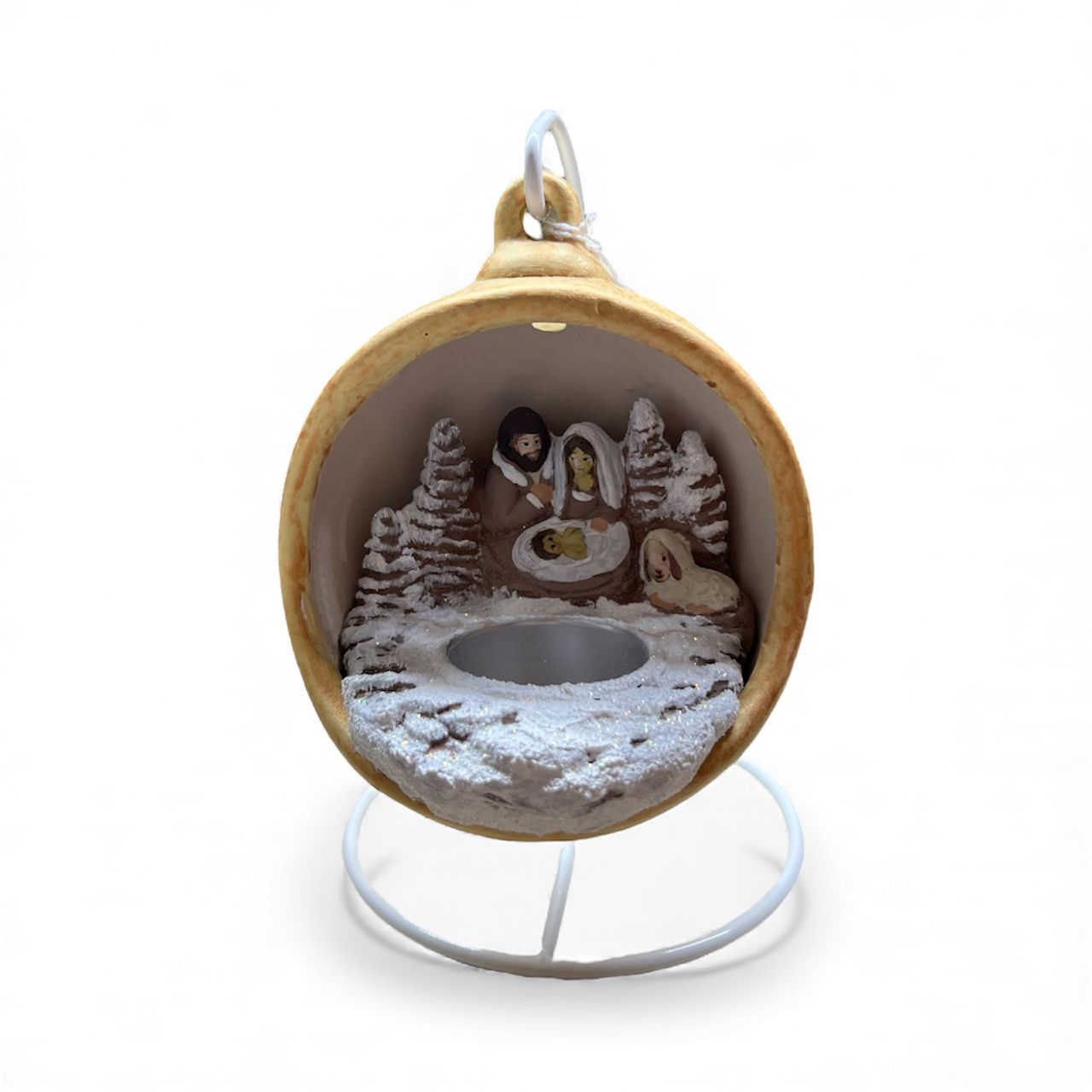 Sfera Di Natale Con Natività Ceramex 12 cm Gold