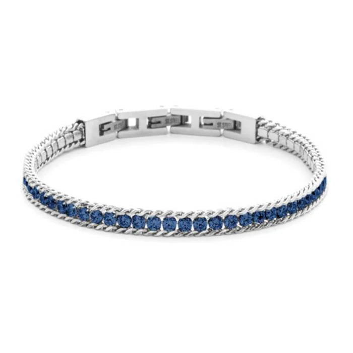 Bracciale Uomo 4US Cesare Paciotti Tennis Acciaio Zirconi Blu