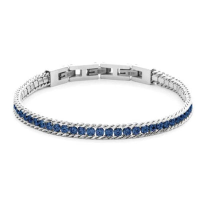 Bracciale Uomo 4US Cesare Paciotti Tennis Acciaio Zirconi Blu