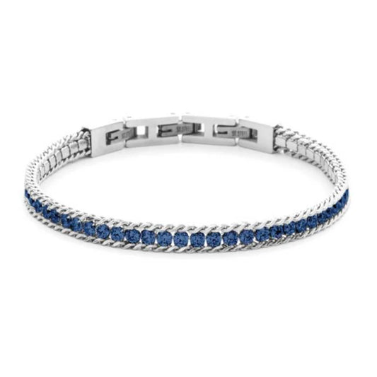 Bracciale Uomo 4US Cesare Paciotti Tennis Acciaio Zirconi Blu
