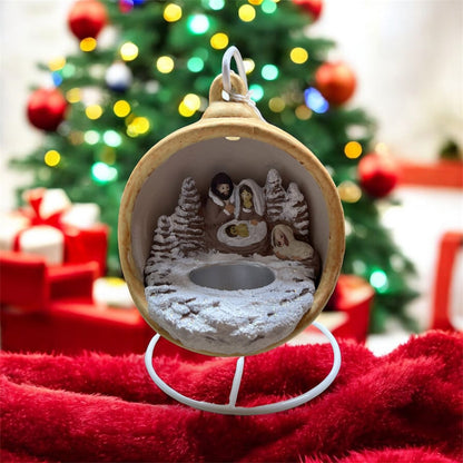 Sfera Di Natale Con Natività Ceramex 12 cm Gold