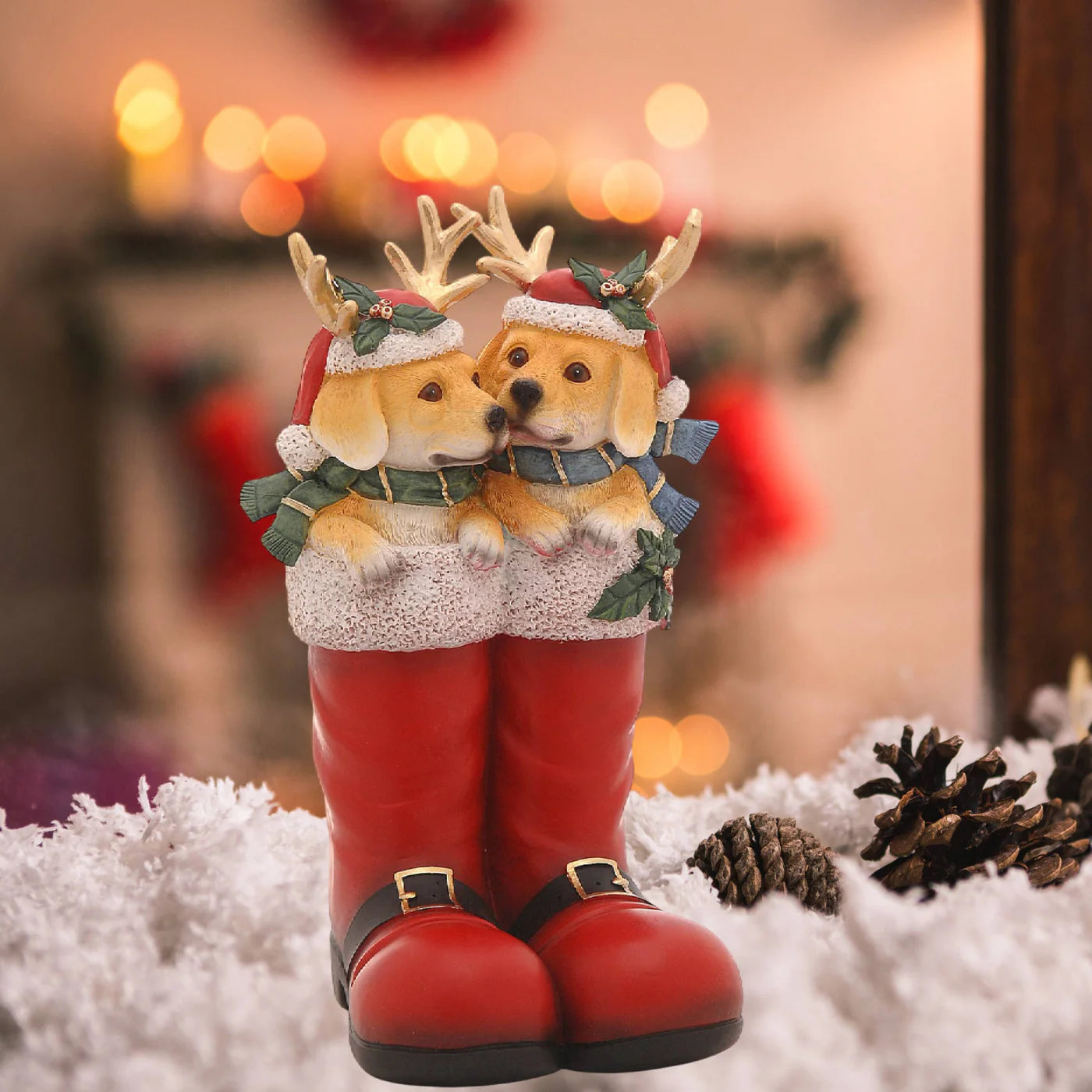 Stivali Con Cagnolini Natalizi Vetur Rosso 30,2 cm