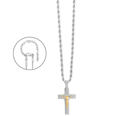 Collana Uomo 4US Cesare Paciotti Acciaio Modello Fune con Croce