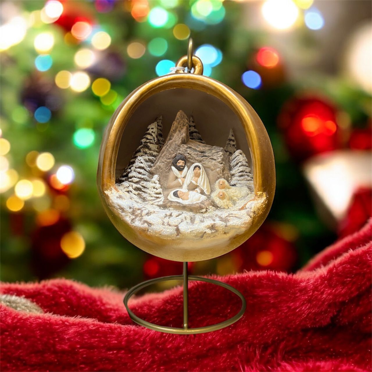 Sfera Di Natale Con Natività Ceramex 128 cm Oro Led