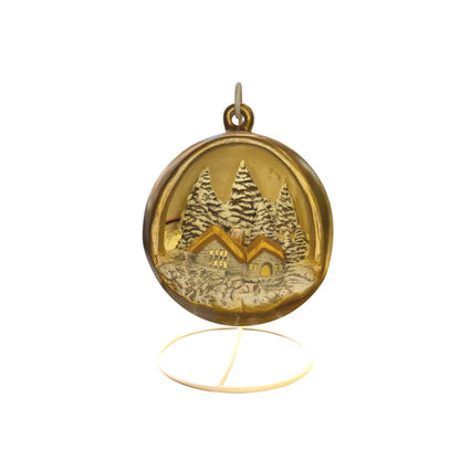 Sfera Di Natale Con Paesaggio Ceramex Led Oro 18 cm