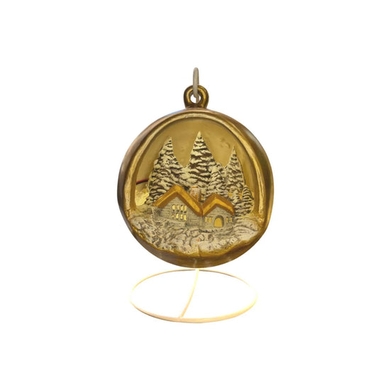 Sfera Di Natale Con Paesaggio Ceramex Led Oro 18 cm