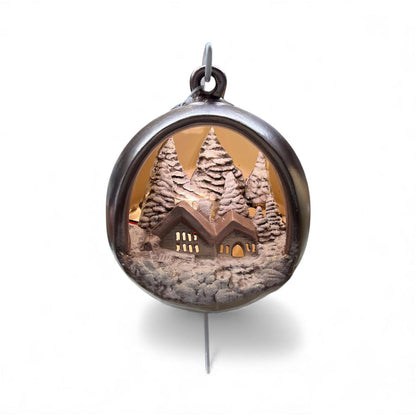 Sfera Di Natale Con Paesaggio Ceramex Toupe 18 cm Led