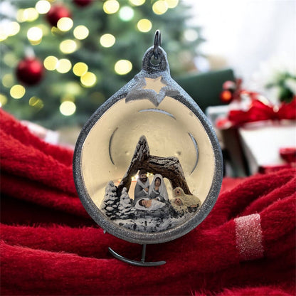Sfera Di Natale Natività Ceramex Led Silver Glitter 18 cm